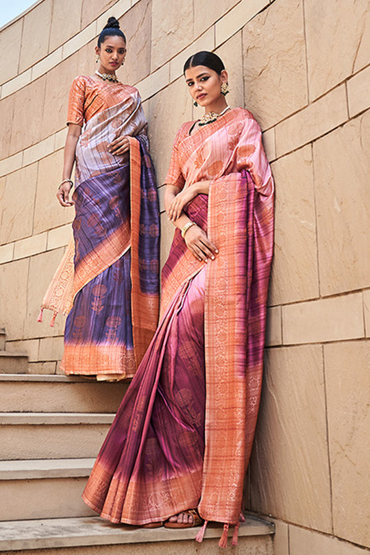Rust Orange And Brown Digital Print Saree