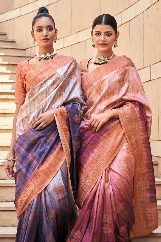 Rust Orange And Brown Digital Print Saree