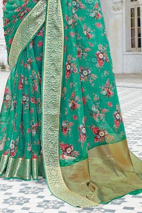 Organza Saree Teal Green Organza Saree saree online