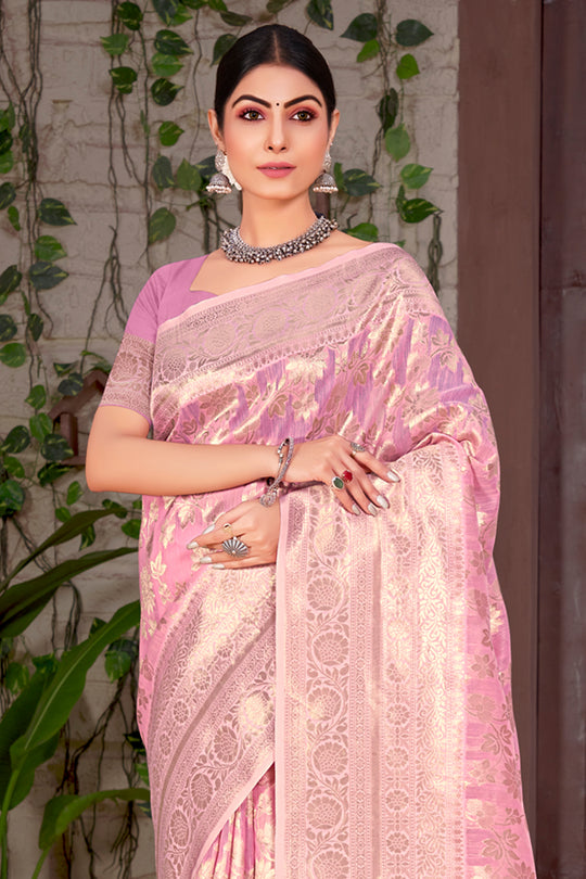 Blush Pink Organza saree