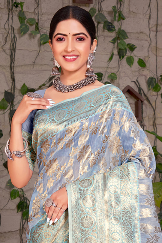 Coin Grey Organza Saree