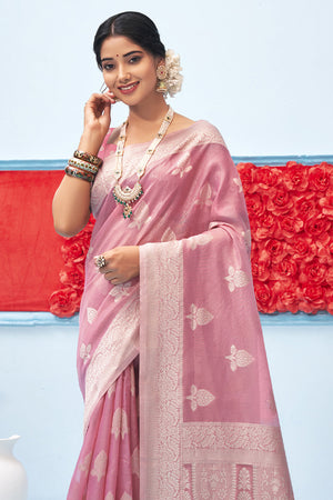 Candy Pink Cotton Saree