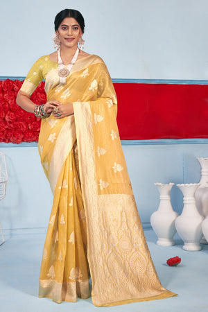 Mustard Yellow Cotton Saree