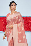 Peach Cotton Saree