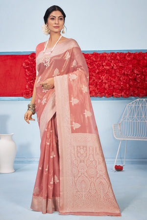 Peach Cotton Saree