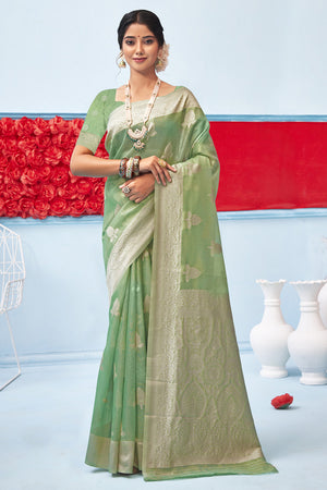 Rama Green Cotton Saree