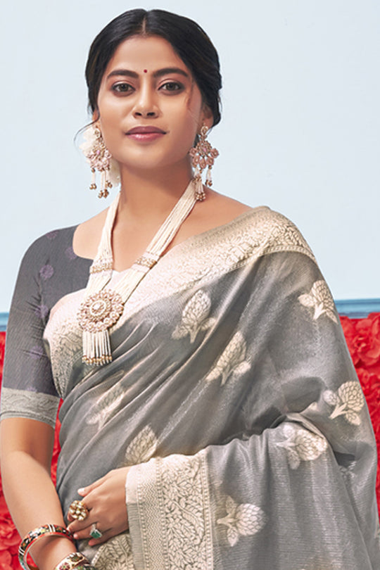 Coin Grey Cotton Saree