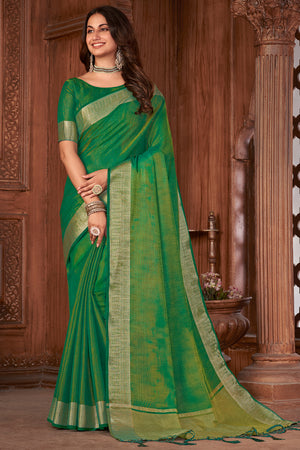 Forest Green Tussar Saree
