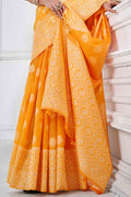 Yellow Orange Cotton Saree