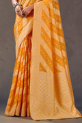 Yellow Orange Cotton Saree