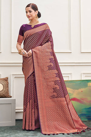 Mulberry Wine Silk Saree
