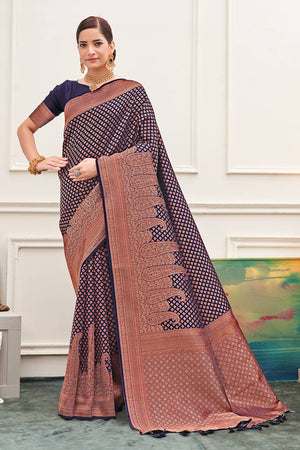 Indigo Violet Silk Saree