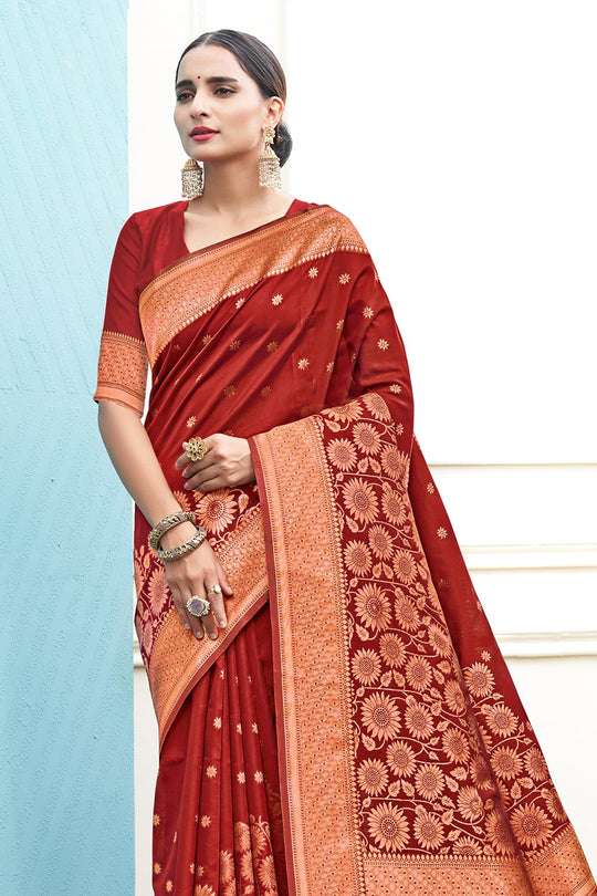 Crimson Red Silk Saree