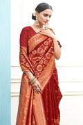 Crimson Red Silk Saree