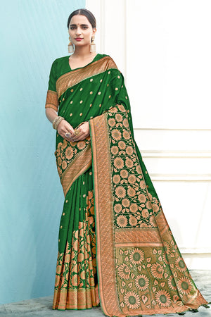 Cadmium Green Silk Saree