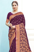 Sangria Wine Silk Saree