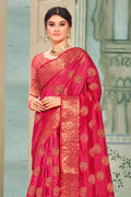 Crimson Red Cotton Silk Saree