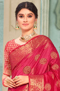 Crimson Red Cotton Silk Saree