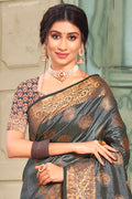 Pewter Grey Cotton Silk Saree