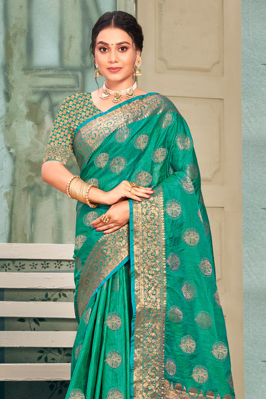 Jade Green Cotton Silk Saree