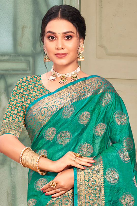 Jade Green Cotton Silk Saree