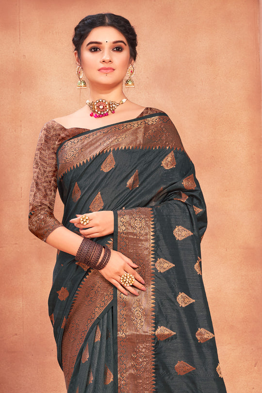 Pewter Grey Cotton Silk Saree