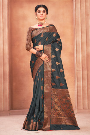 Pewter Grey Cotton Silk Saree