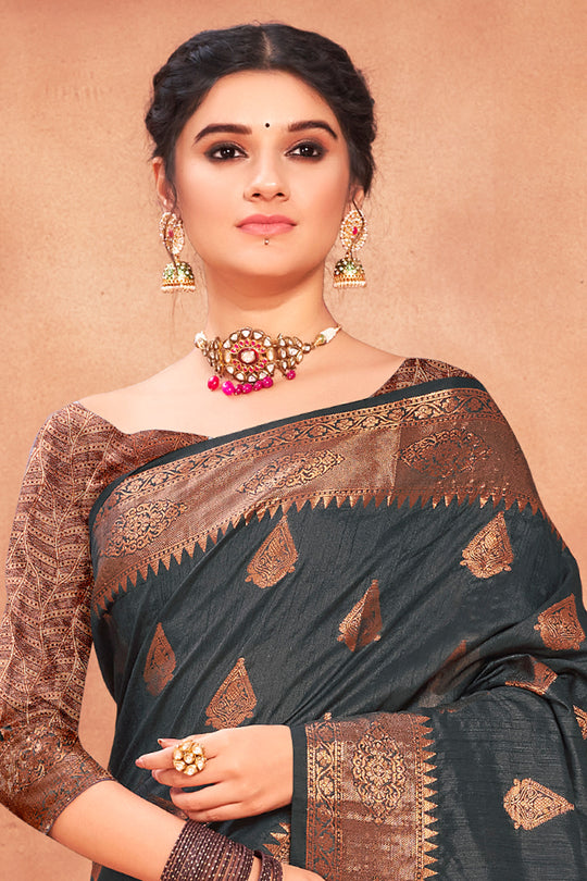 Pewter Grey Cotton Silk Saree