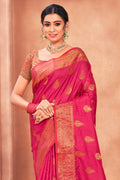 Crimson Red Cotton Silk Saree