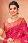 Crimson Red Cotton Silk Saree