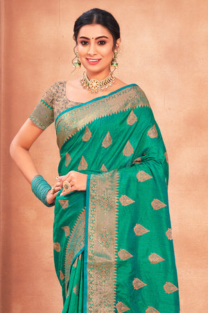 Jade Green Cotton Silk Saree