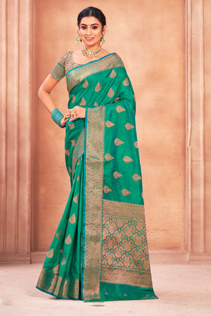 Jade Green Cotton Silk Saree
