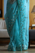 Sky Blue Organza Saree