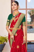 Deep Red Crepe Silk Saree