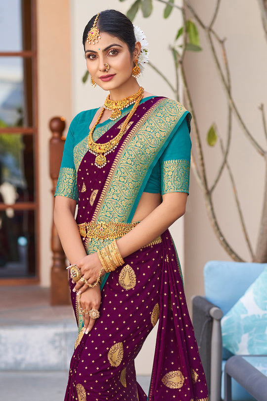 Deep Violet Crepe Silk Saree
