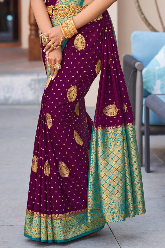 Deep Violet Crepe Silk Saree