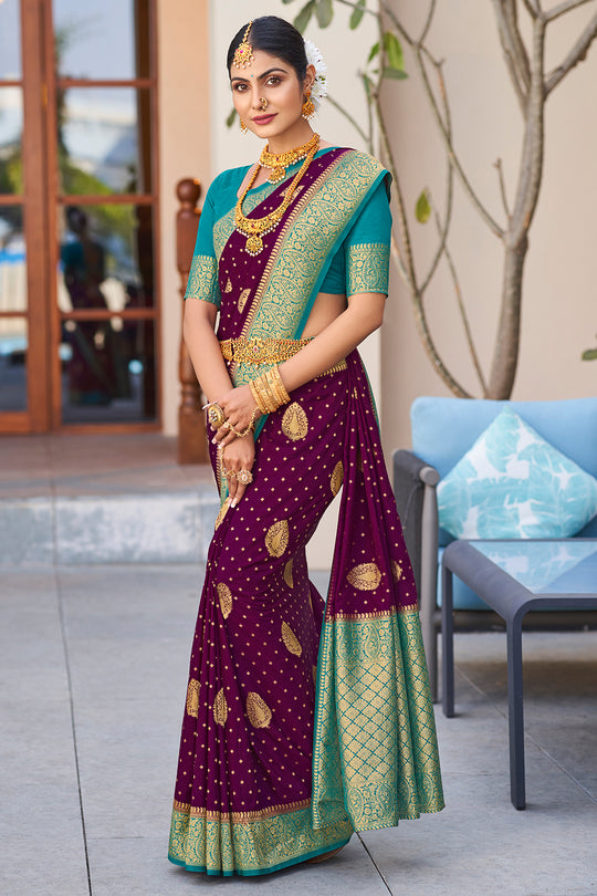 Deep Violet Crepe Silk Saree