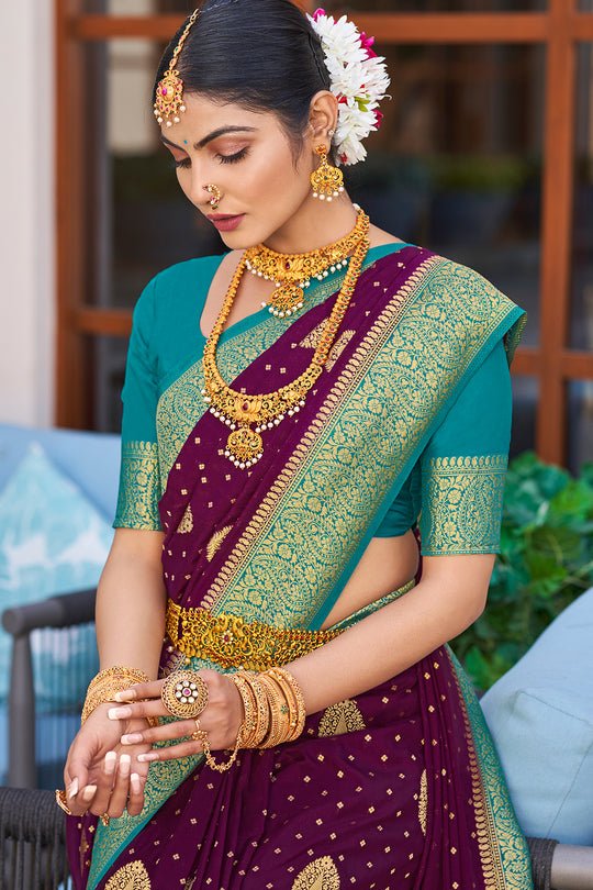 Deep Violet Crepe Silk Saree