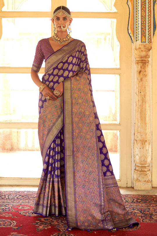 Russian Violet Banarasi Saree