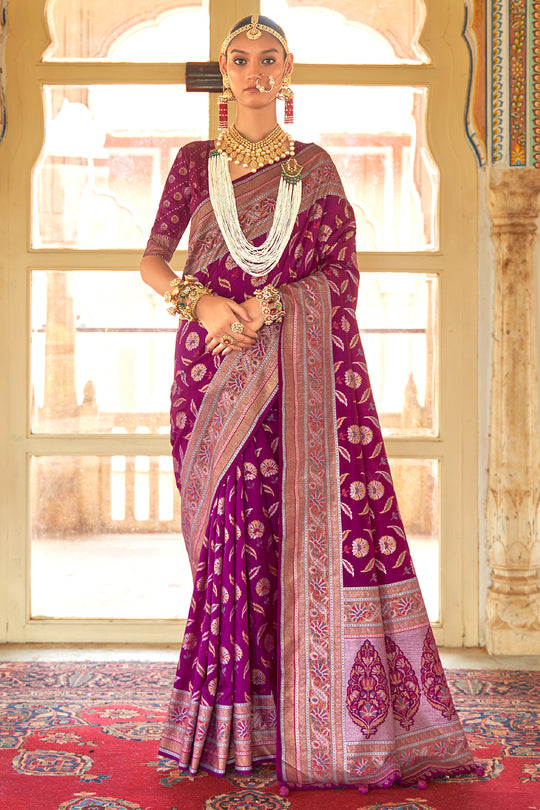 Jam Violet Banarasi Saree