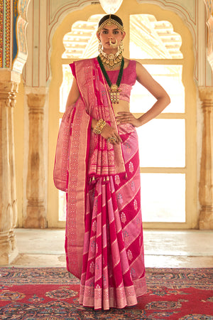 Ruby Pink Banarasi Saree