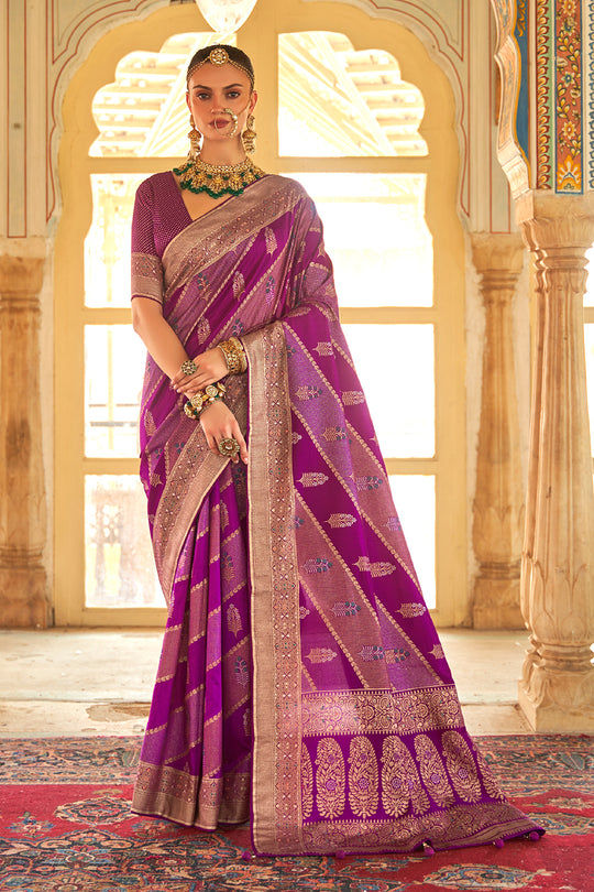 Boysenberry Violet Banarasi Saree