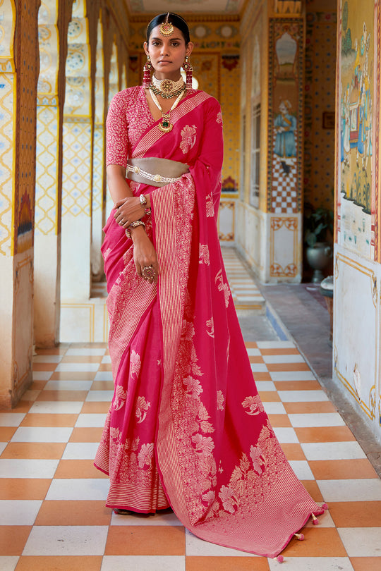 Tart Red Banarasi Saree