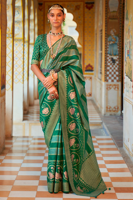 Cadium Green Banarasi Saree