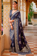 Navy Blue Banarasi Saree