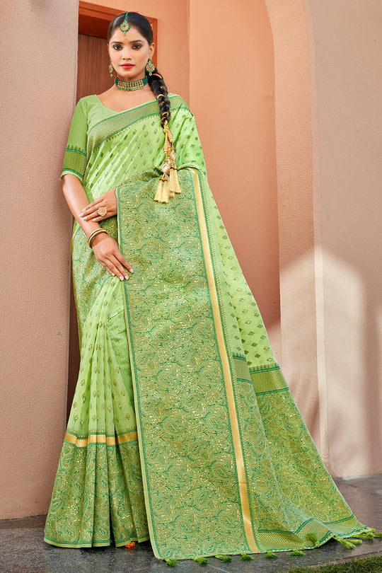 Fern Green Banarasi Saree