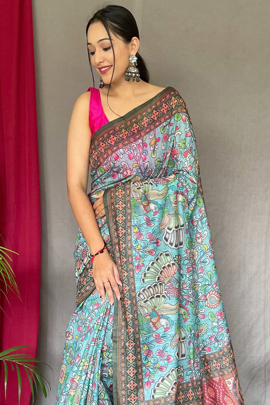Multicolor Kalamkari Saree