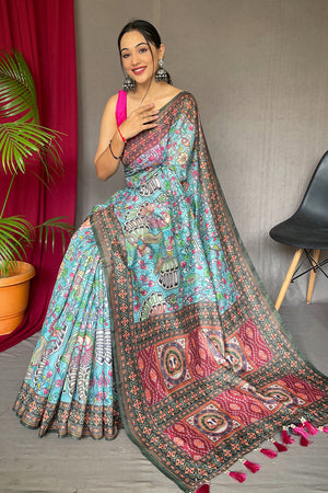 Multicolor Kalamkari Saree