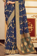 Navy Blue Chiffon Saree