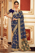 Navy Blue Chiffon Saree